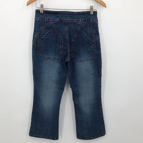 Vintage Von Dutch Capri Jeans Juniors Size 3 Y2K Embroidered Med Wash Mid Rise - Picture 8 of 12